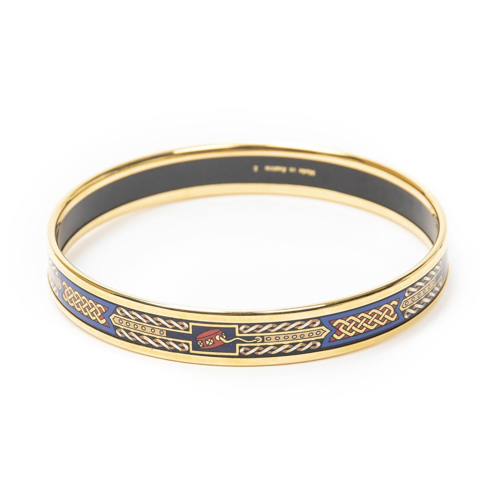 Hermes Enamel Bangle Blue Plating Bracelet — view 3