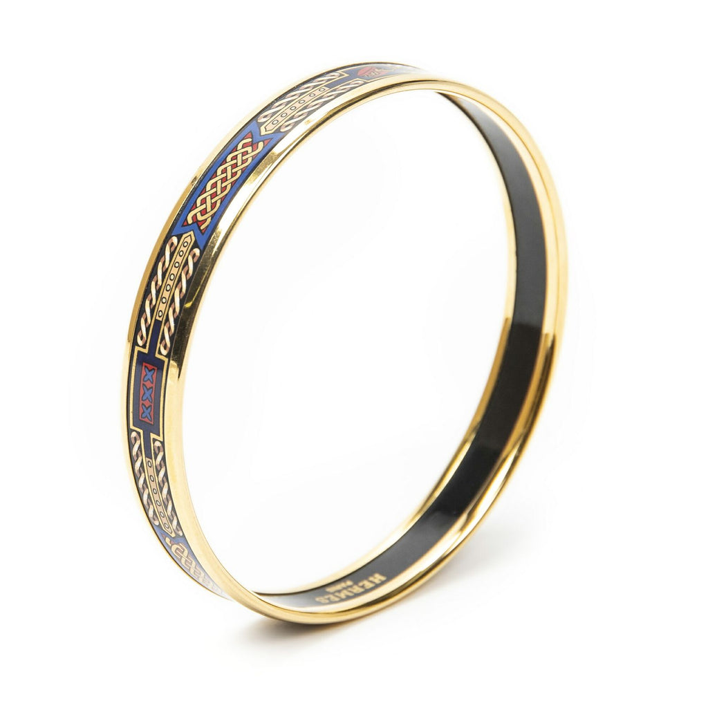 Hermes Enamel Bangle Blue Plating Bracelet