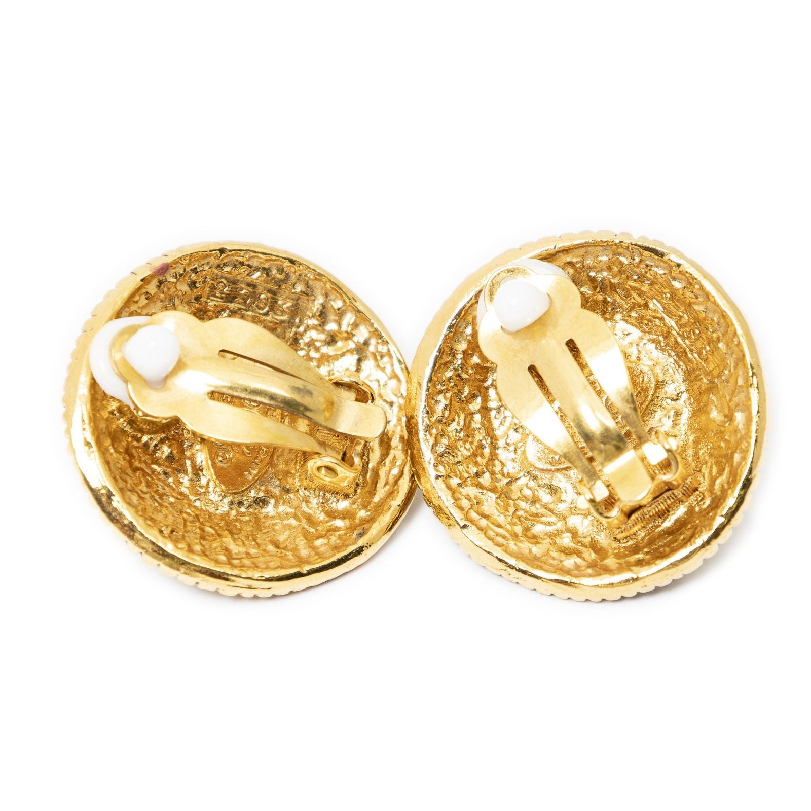Chanel CC Logo Round Clip Type Earrings Gold Plated — view 2