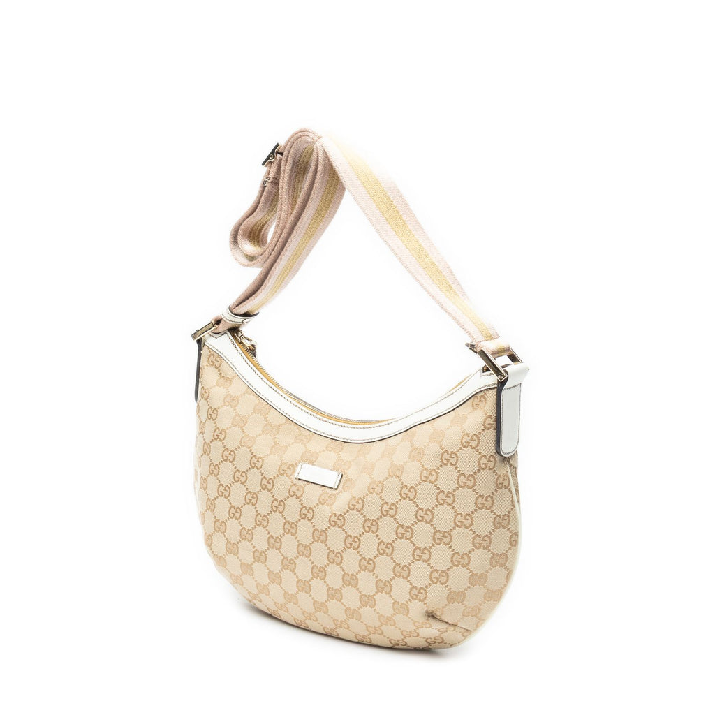 Gucci Half Moon Zip Messenger Beige Ivory GG Canvas — view 2