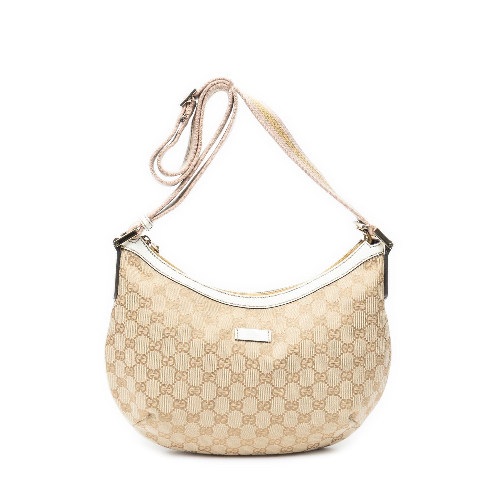Gucci Half Moon Zip Messenger Beige Ivory GG Canvas
