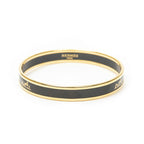 Hermes Enamel Bangle Black Gold Plated Bracelet — view 2