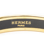 Hermes Enamel Bangle Black Gold Plated Bracelet — view 4