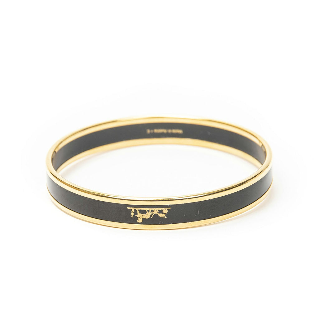 Hermes Enamel Bangle Black Gold Plated Bracelet — view 3