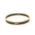 Hermes Enamel Bangle Black Gold Plated Bracelet — view 3