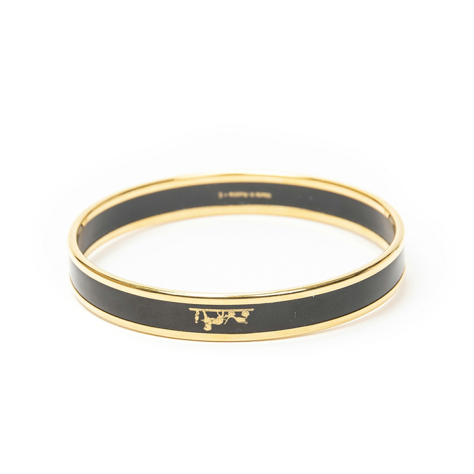 Hermes Enamel Bangle Black Gold Plated Bracelet — view 3