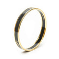 Hermes Enamel Bangle Black Gold Plated Bracelet