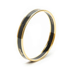 Hermes Enamel Bangle Black Gold Plated Bracelet