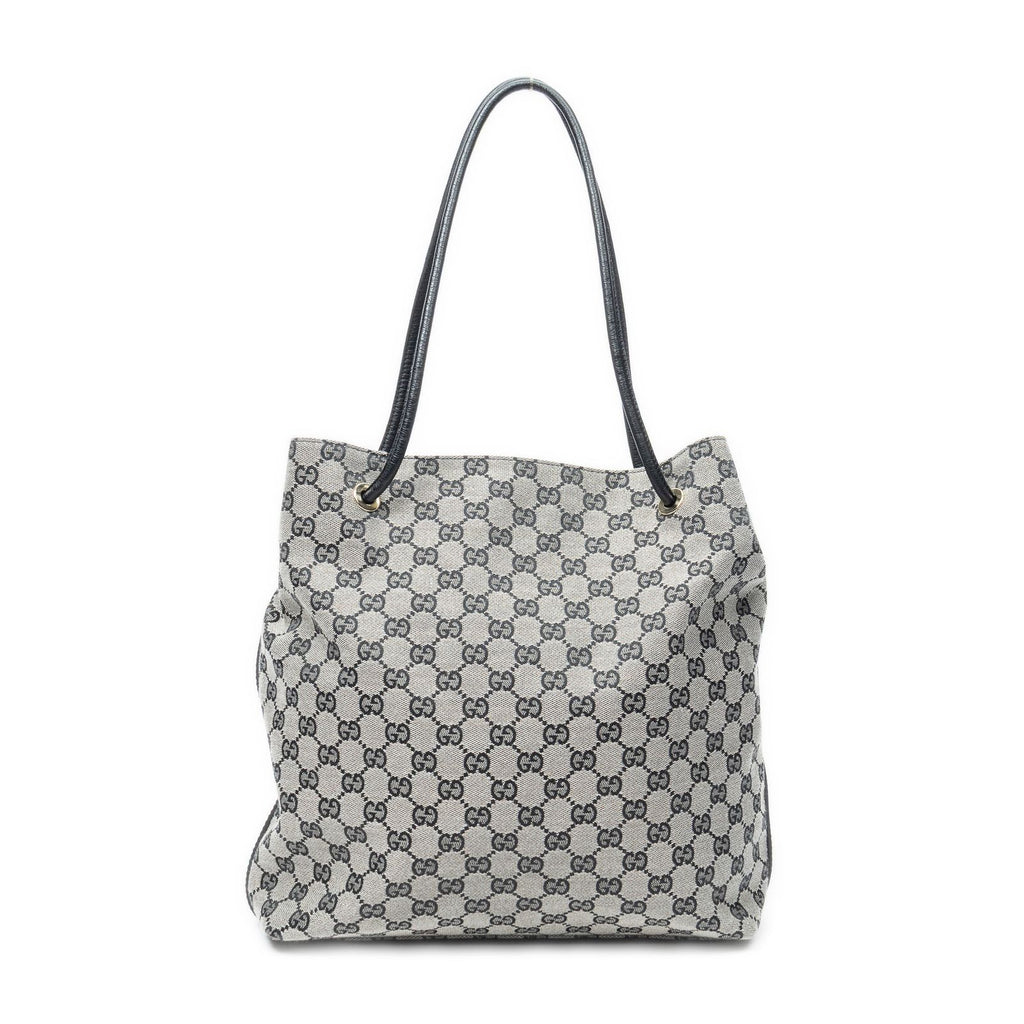 Gucci Tote Gray Black GG Canvas