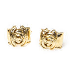 Chanel CC Oval Clip on Earrings Gold Plated
