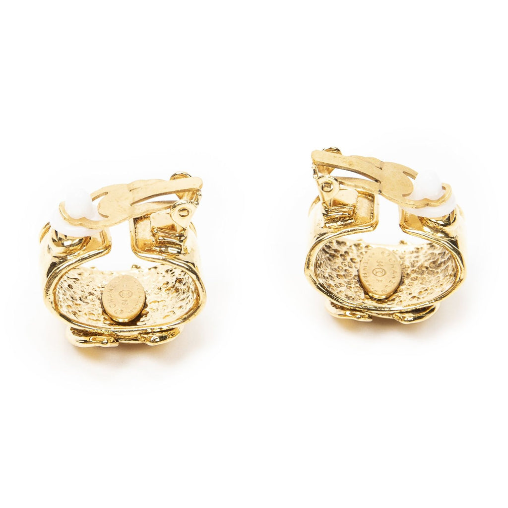 Chanel CC Oval Clip on Earrings Gold Plated — view 2