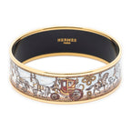 Hermes Enamel Bangle Light Blue Brown Bracelet — view 2