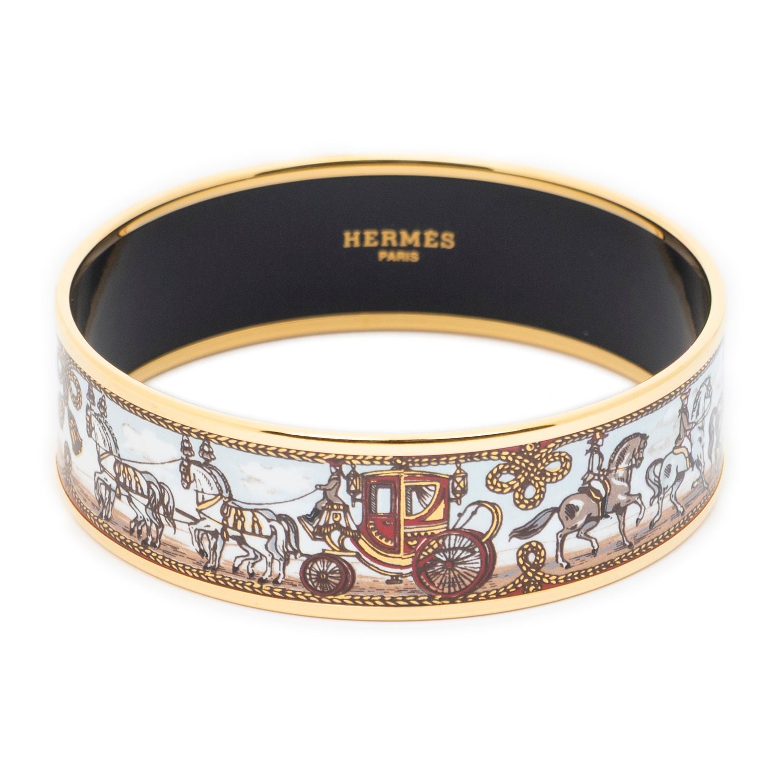Hermes Enamel Bangle Light Blue Brown Bracelet — view 2