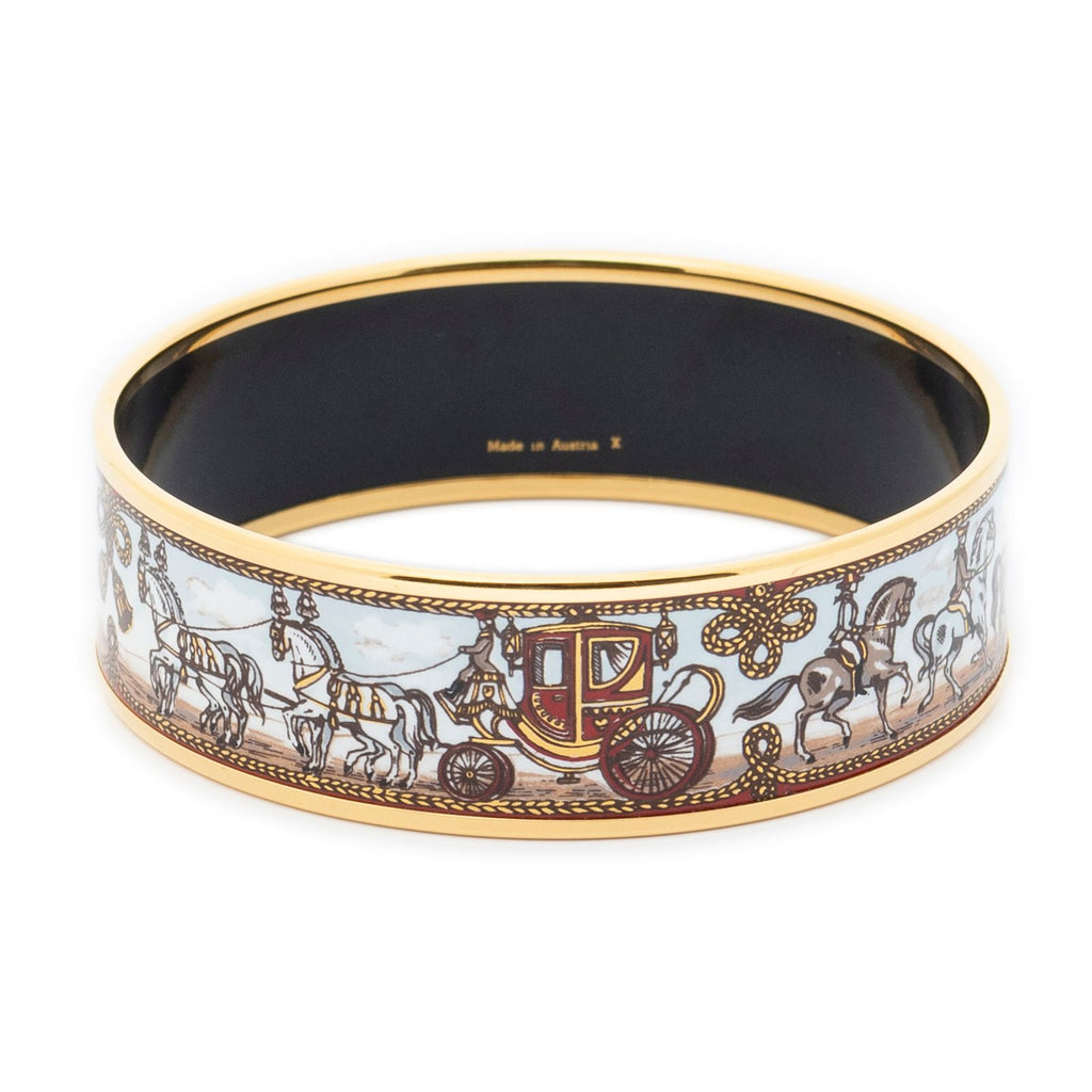 Hermes Enamel Bangle Light Blue Brown Bracelet — view 3