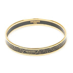 Hermes Enamel Bangle Black Gold Plated Bracelet — view 2