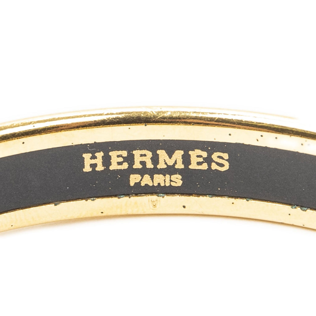 Hermes Enamel Bangle Black Gold Plated Bracelet — view 4