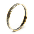 Hermes Enamel Bangle Black Gold Plated Bracelet