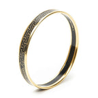 Hermes Enamel Bangle Black Gold Plated Bracelet