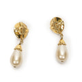 Chanel CC Faux Pearl Dangle Clip on Earrings