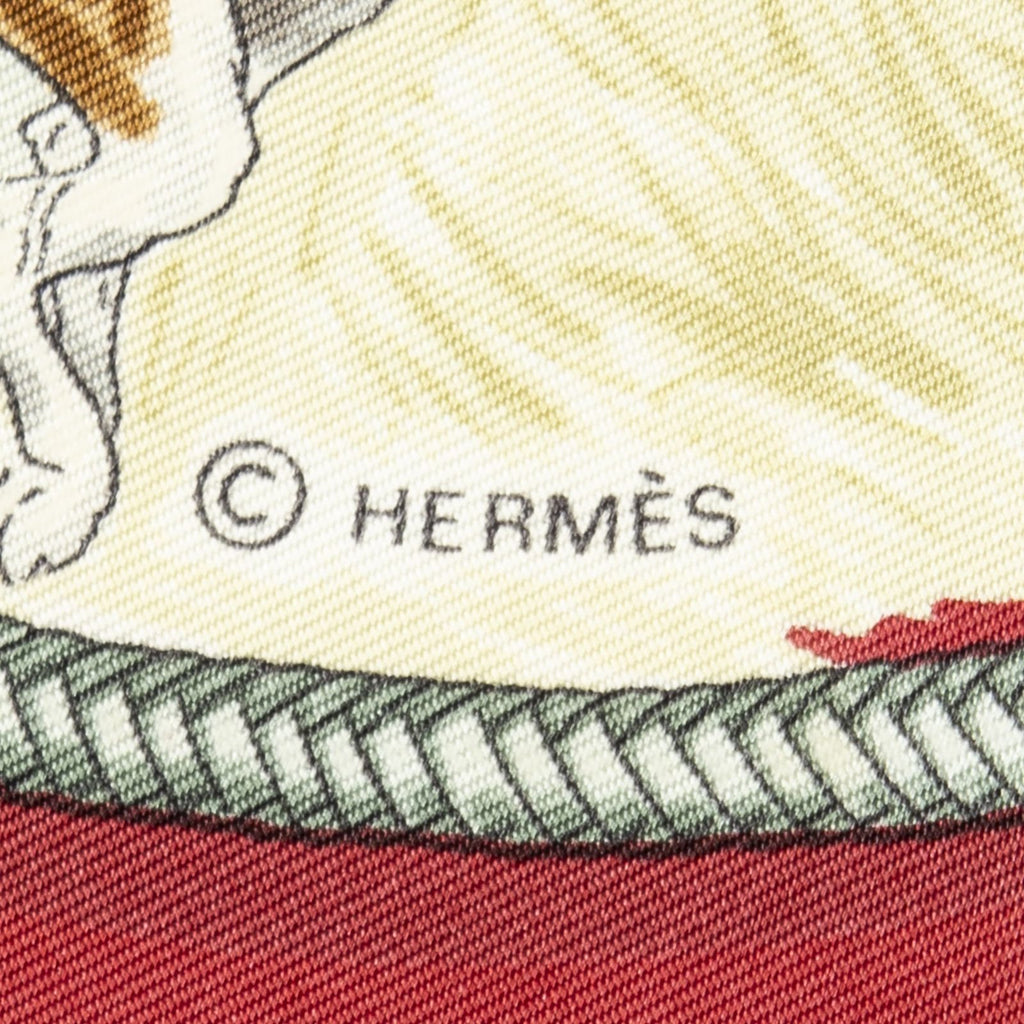 Hermes Scarf Red Brown 100% Twillsilk — view 4