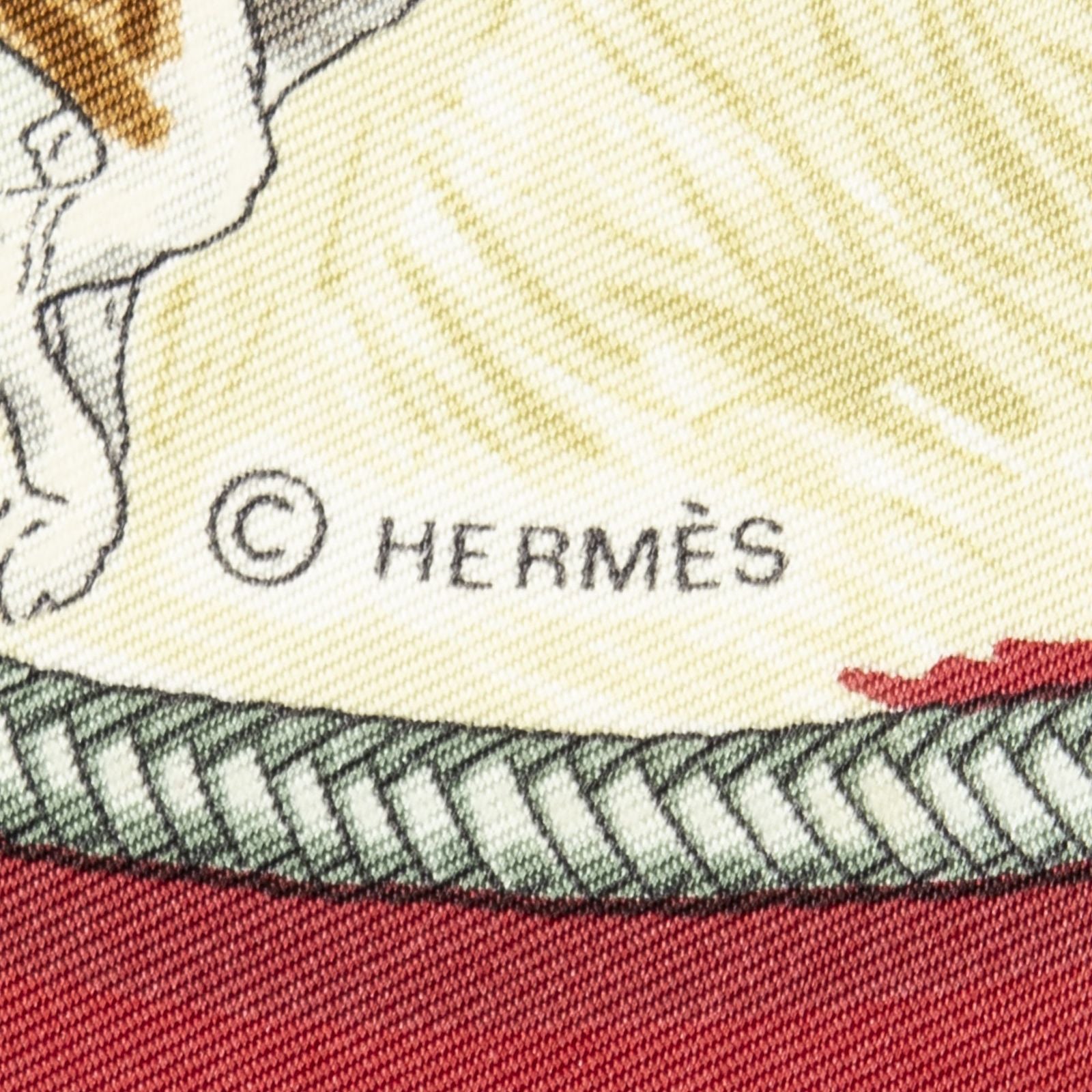 Hermes Scarf Red Brown 100% Twillsilk — view 4
