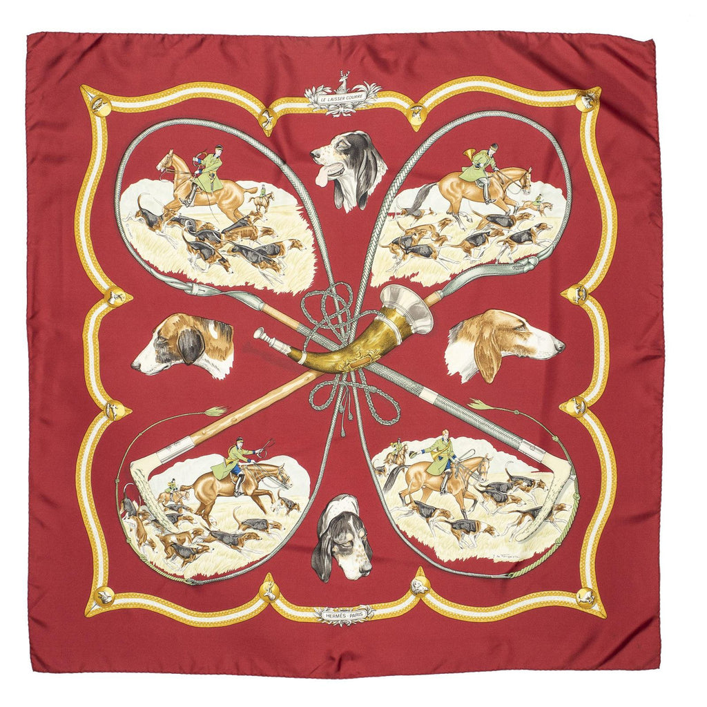 Hermes Scarf Red Brown 100% Twillsilk — view 2