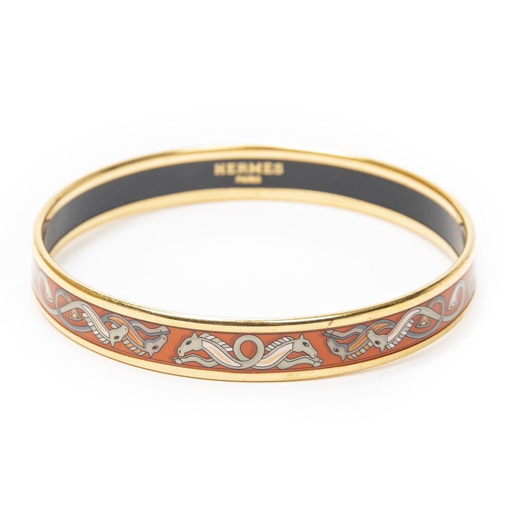 Hermes Enamel Bangle Orange Plating Bracelet — view 2