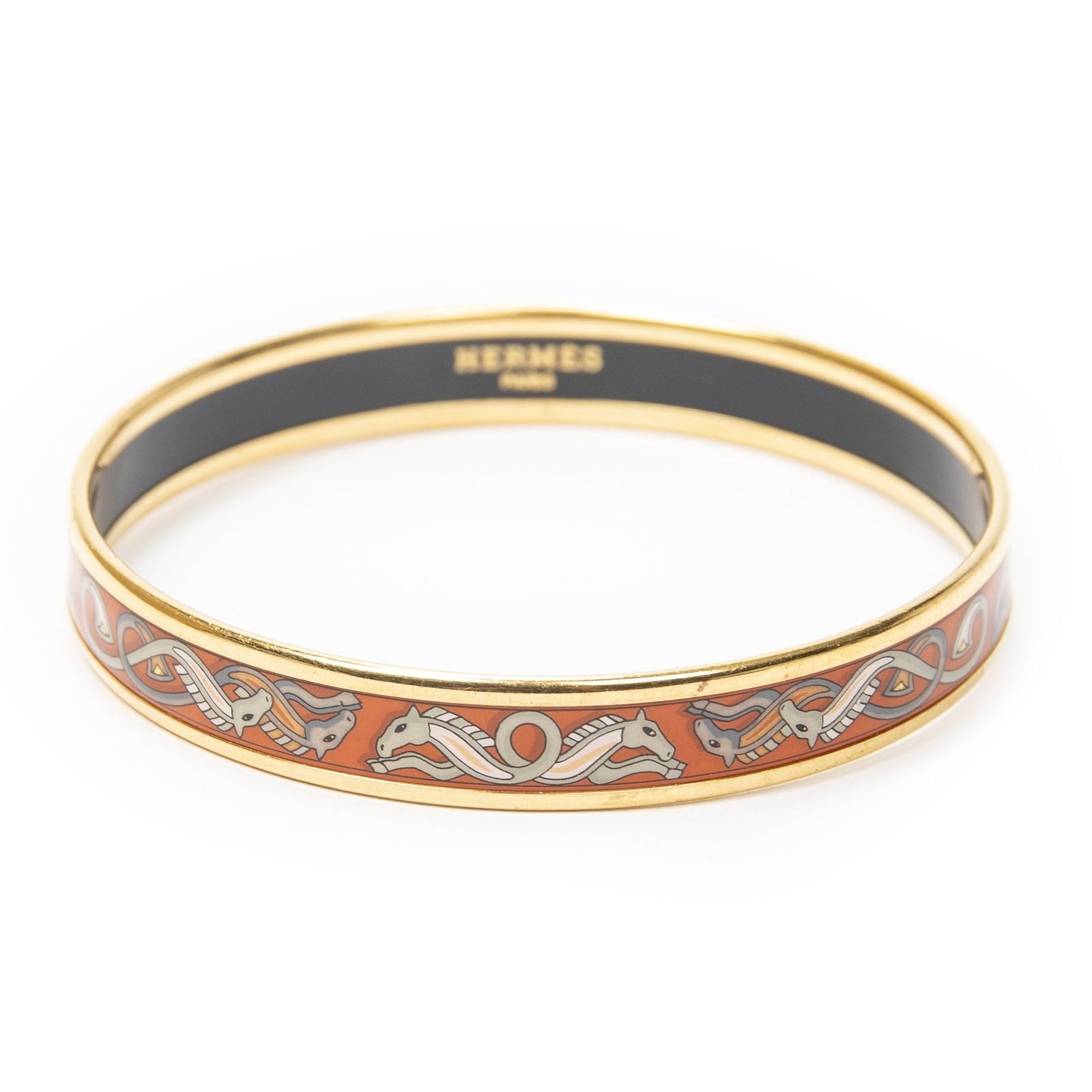 Hermes Enamel Bangle Orange Plating Bracelet — view 2