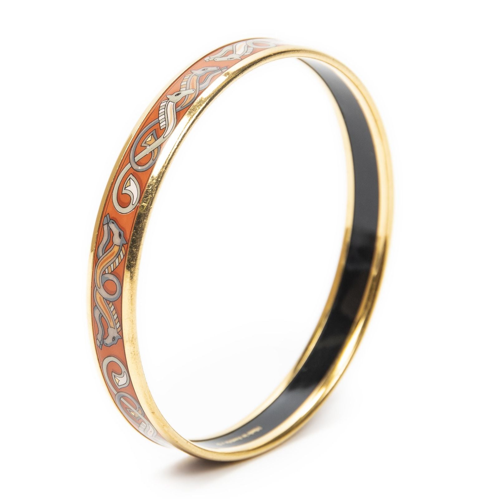 Hermes Enamel Bangle Orange Plating Bracelet