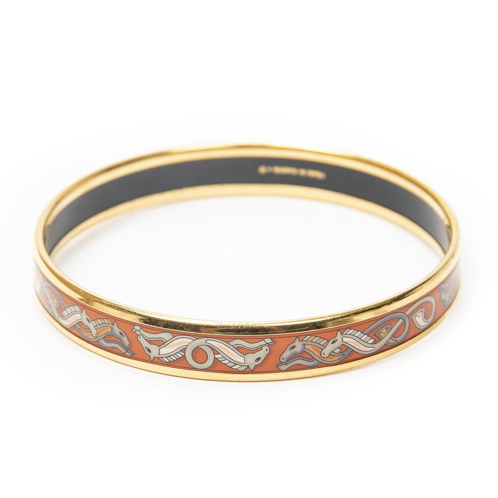 Hermes Enamel Bangle Orange Plating Bracelet — view 3
