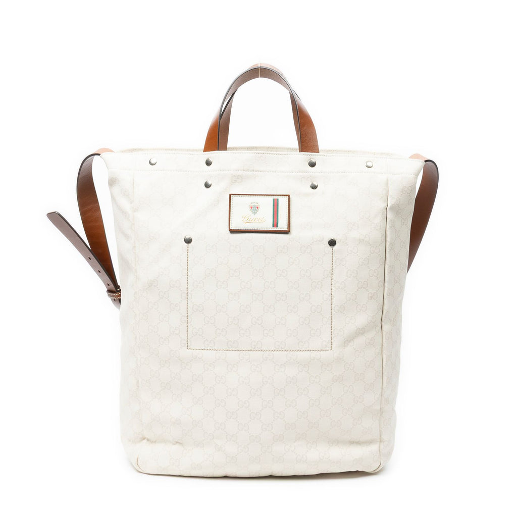 Gucci GG Soft Document Tote Ivory Brown Canvas