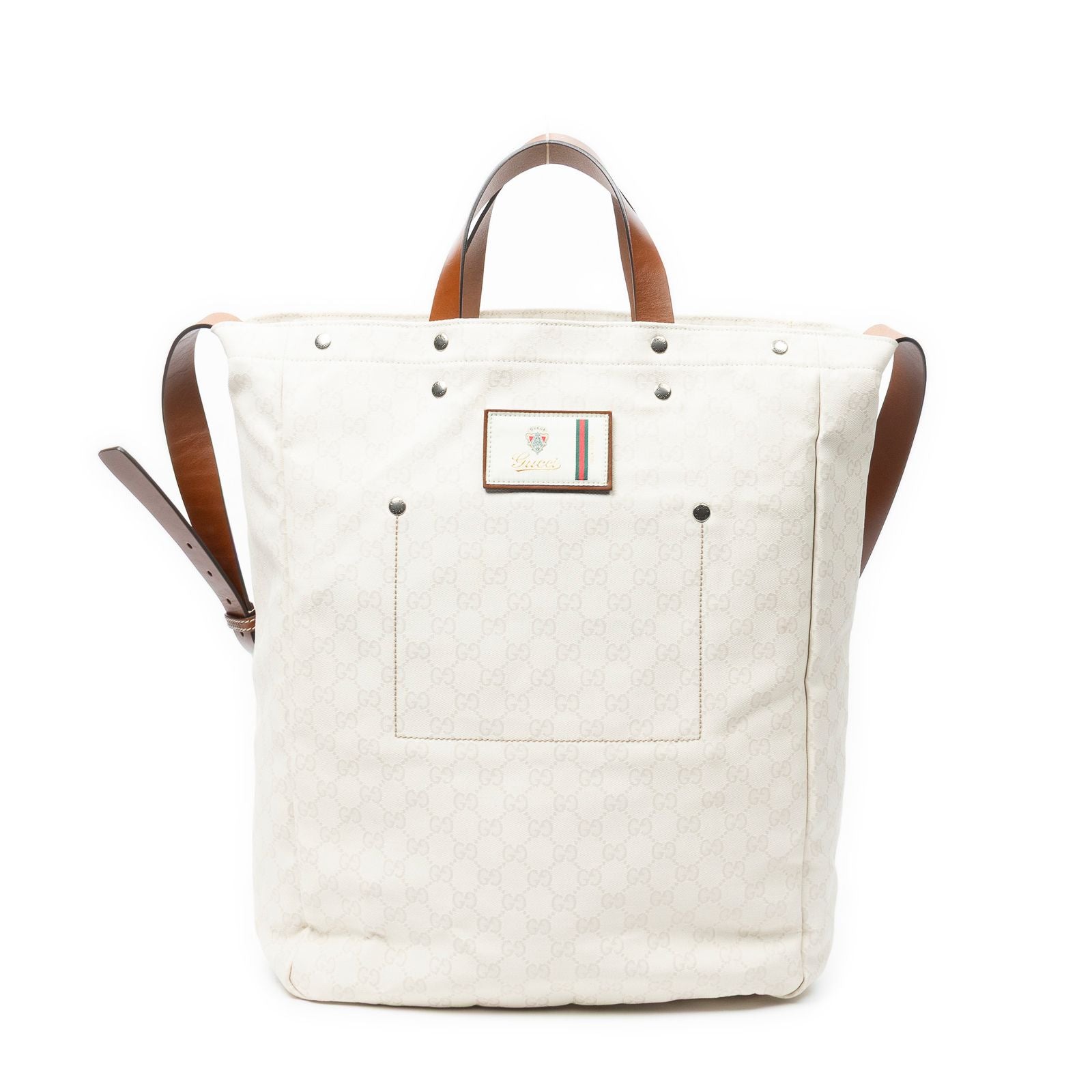 Gucci GG Soft Document Tote Ivory Brown Canvas