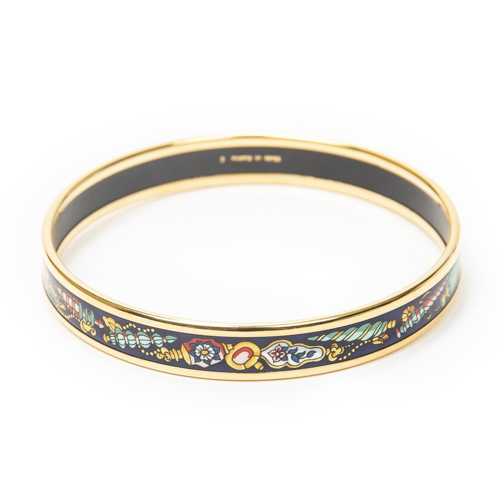 Hermes Enamel Bangle Navy Plating Bracelet — view 3