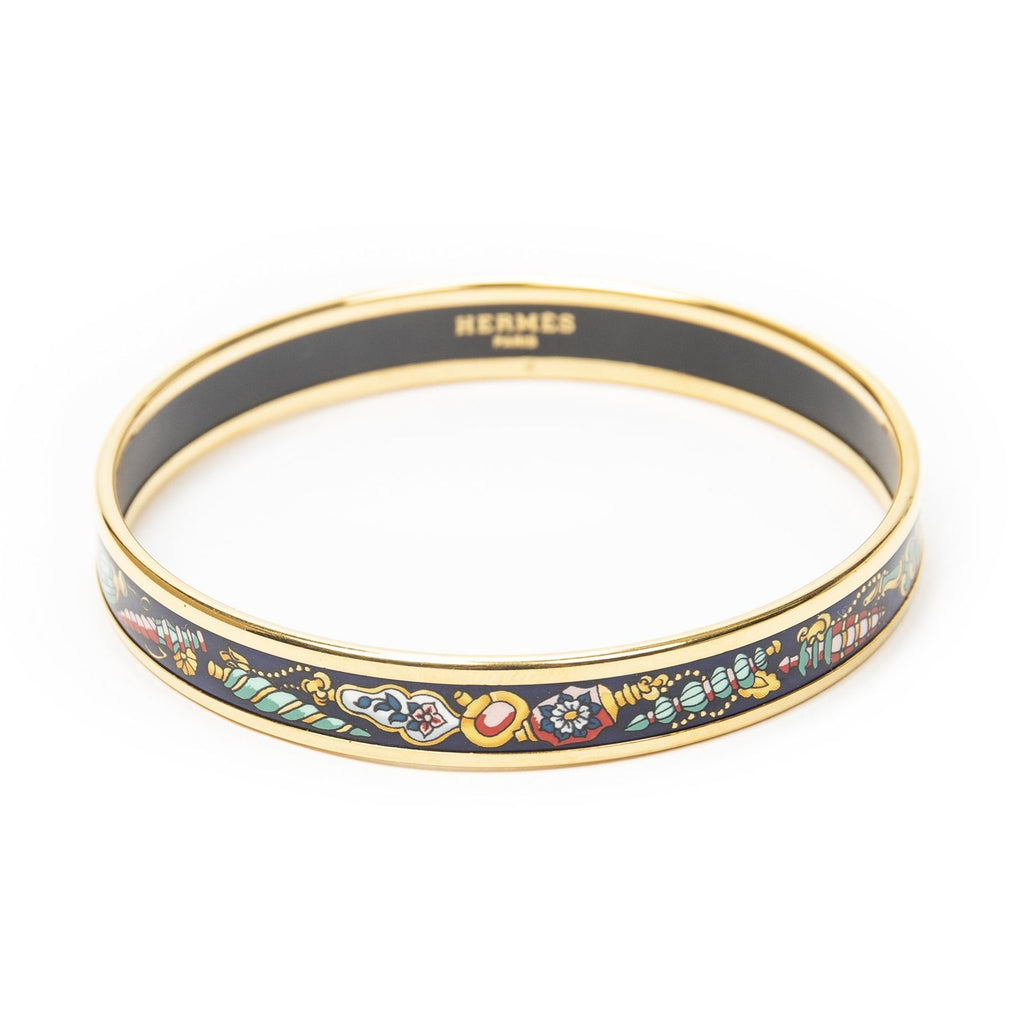 Hermes Enamel Bangle Navy Plating Bracelet — view 2