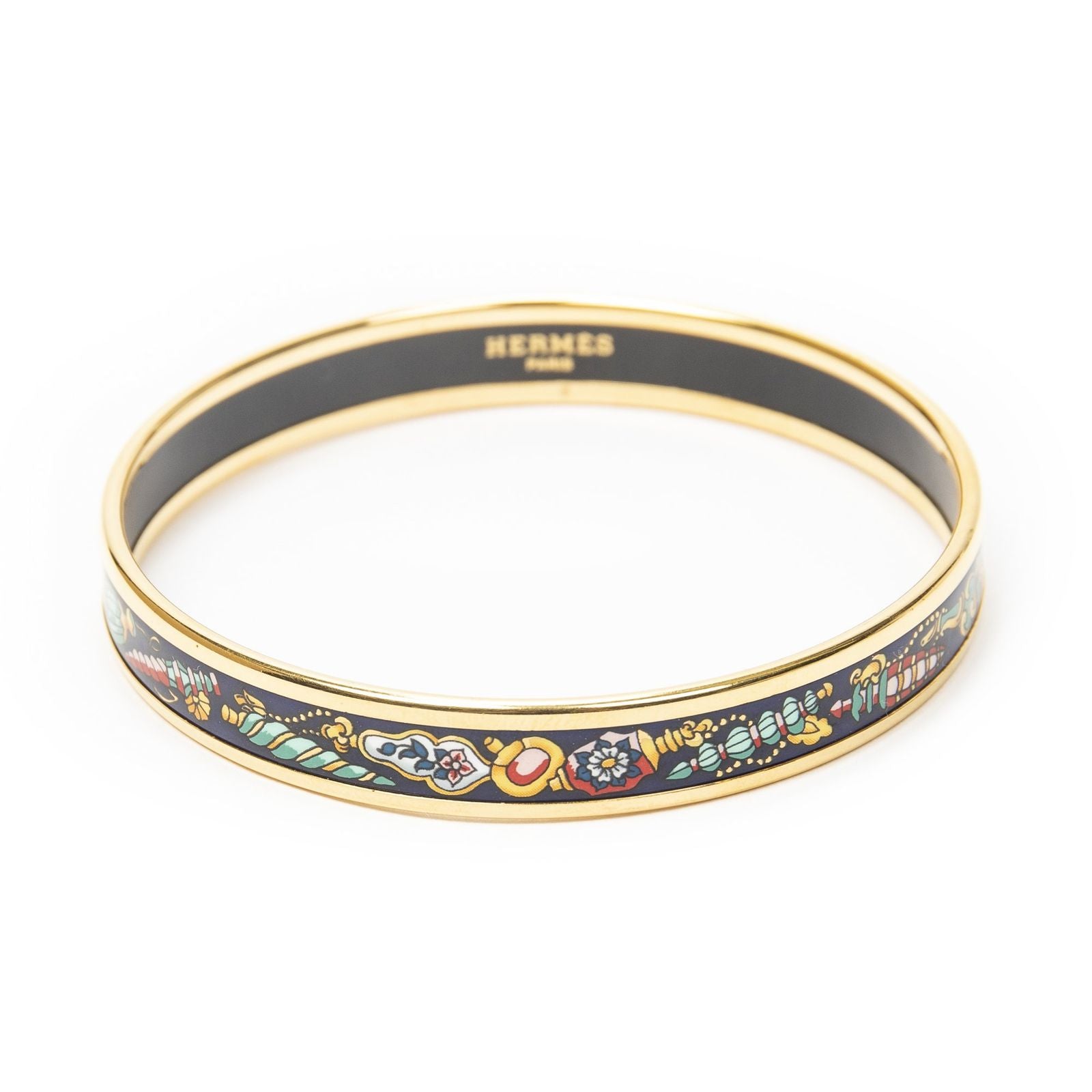 Hermes Enamel Bangle Navy Plating Bracelet — view 2