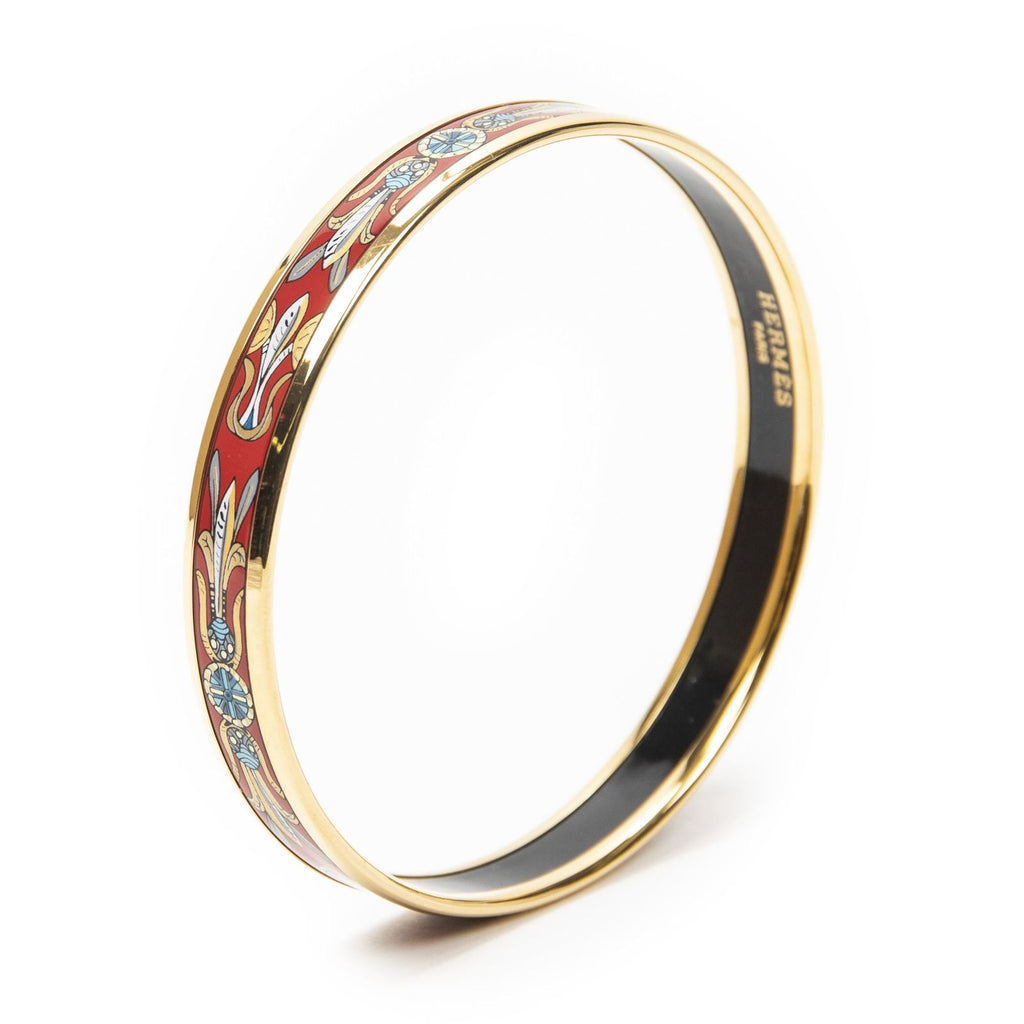 Hermes Enamel Bangle Red Plating Bracelet