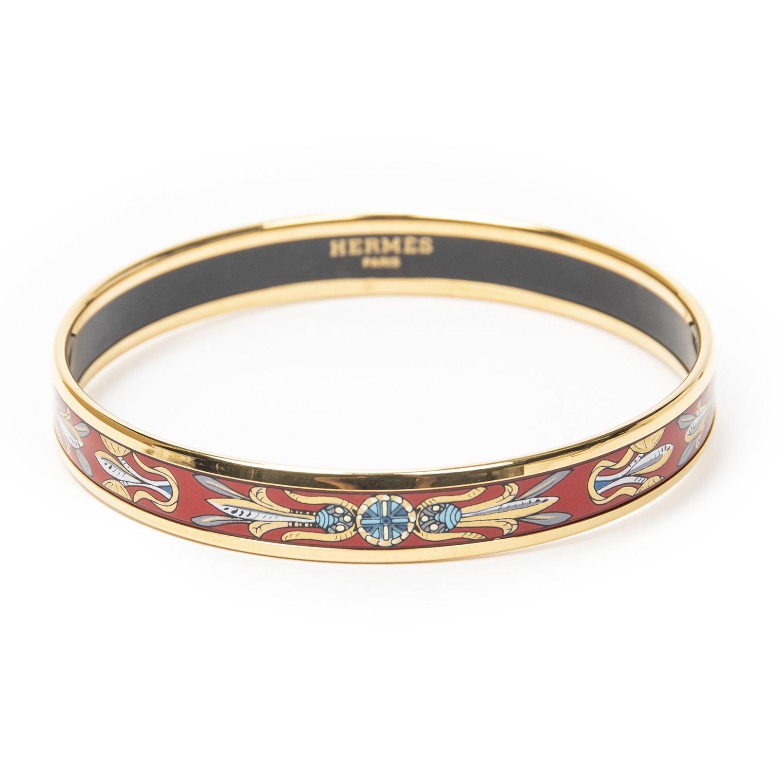 Hermes Enamel Bangle Red Plating Bracelet — view 2