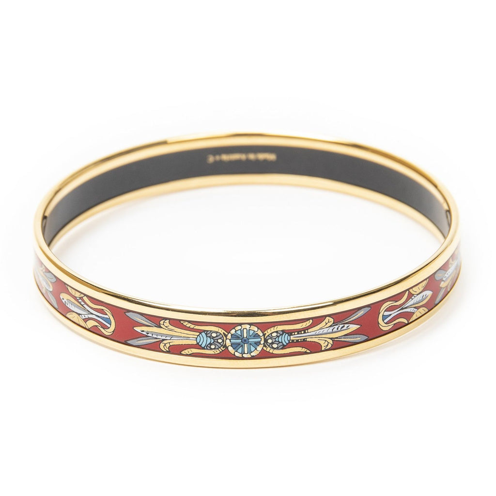 Hermes Enamel Bangle Red Plating Bracelet — view 3