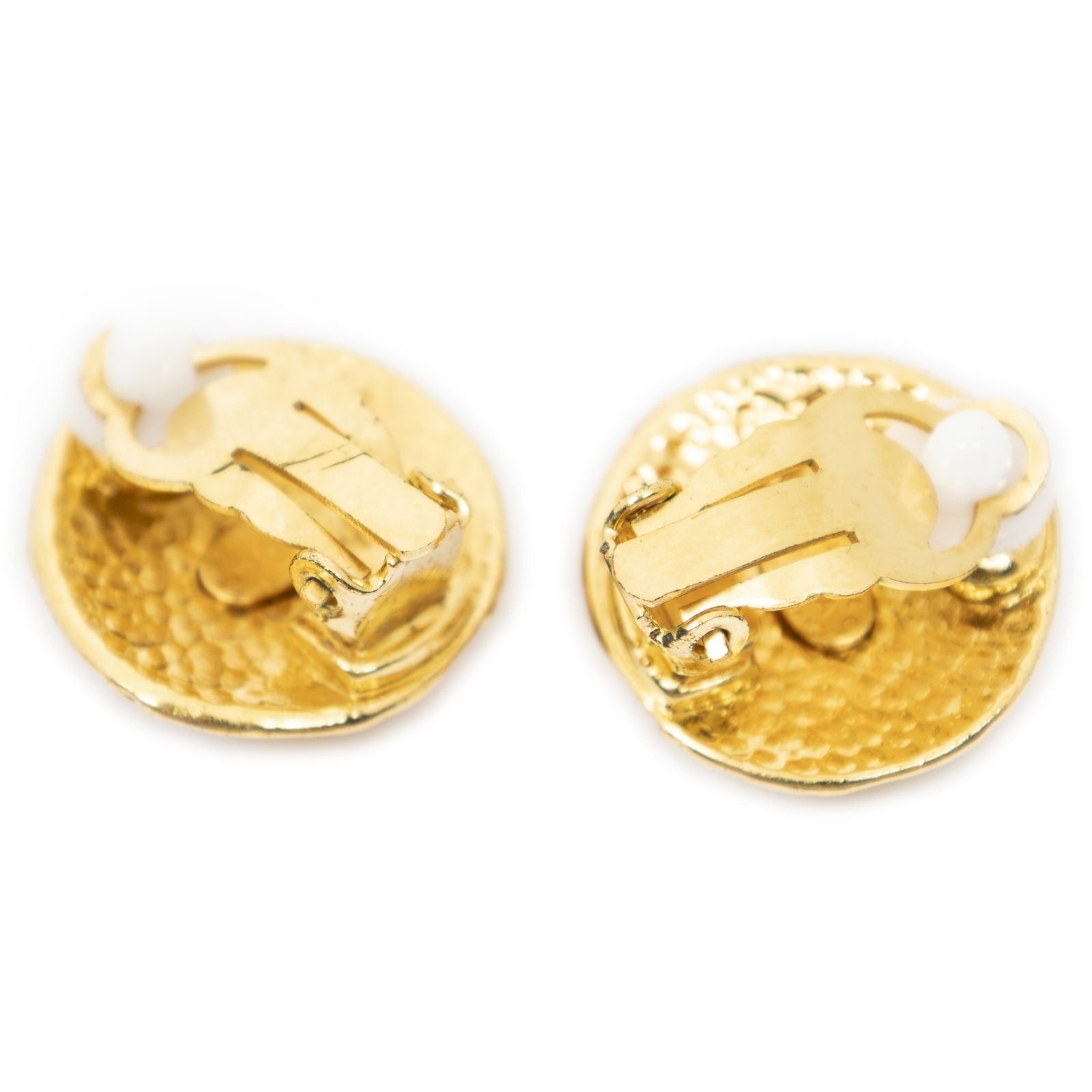 Chanel CC Logo Round Clip Type Earrings Gold Plated — view 2