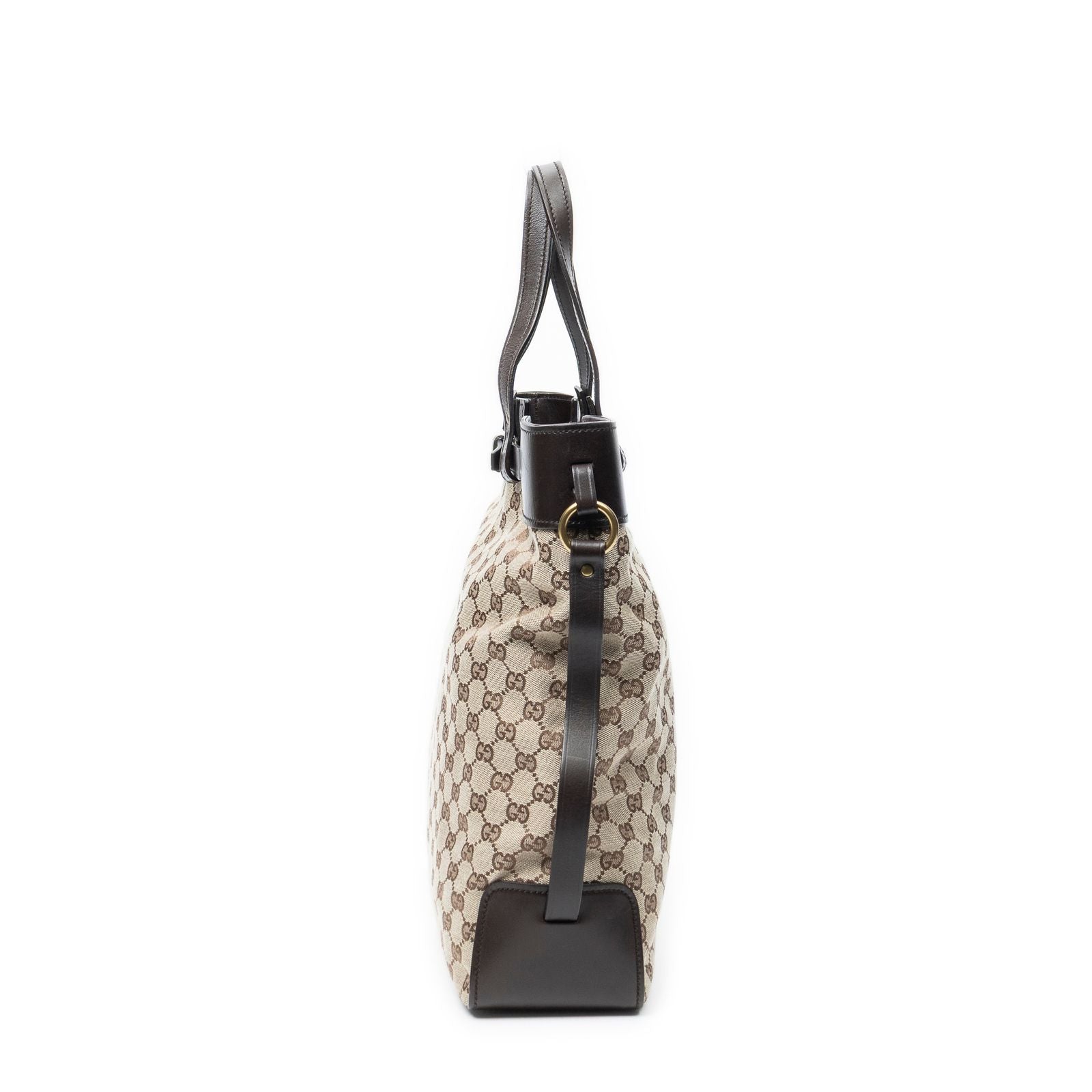 Gucci Vertical Buckle Tote Beige Brown GG Canvas — view 3