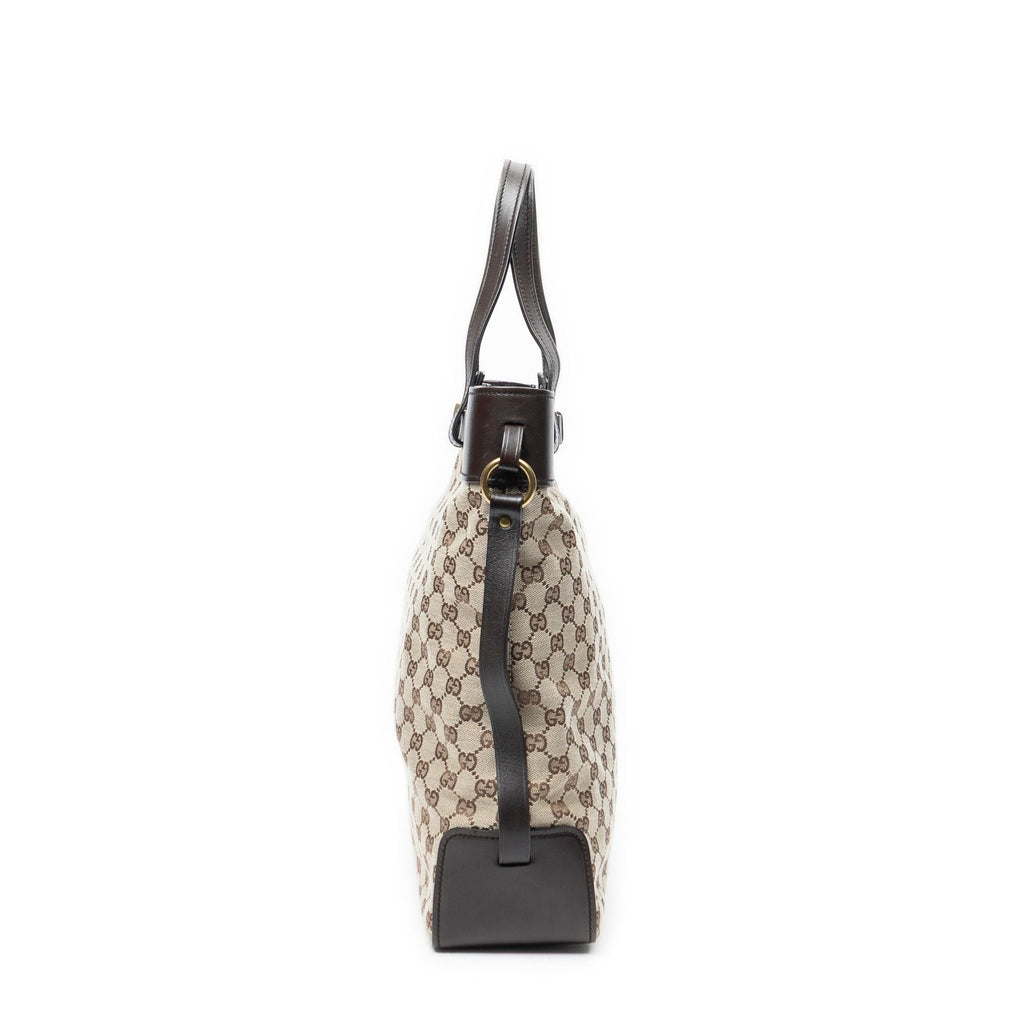 Gucci Vertical Buckle Tote Beige Brown GG Canvas — view 4