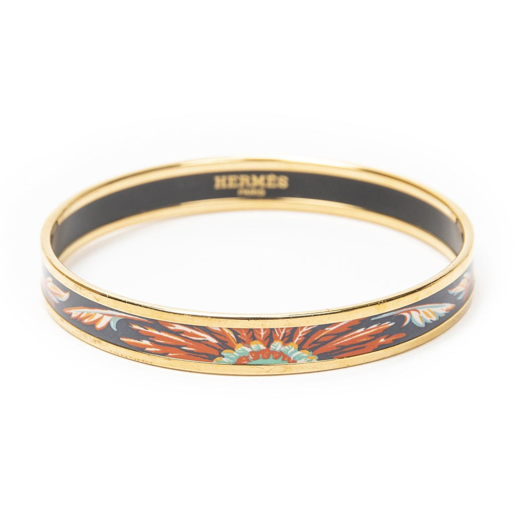 Hermes Enamel Bangle Gray Plating Bracelet — view 2