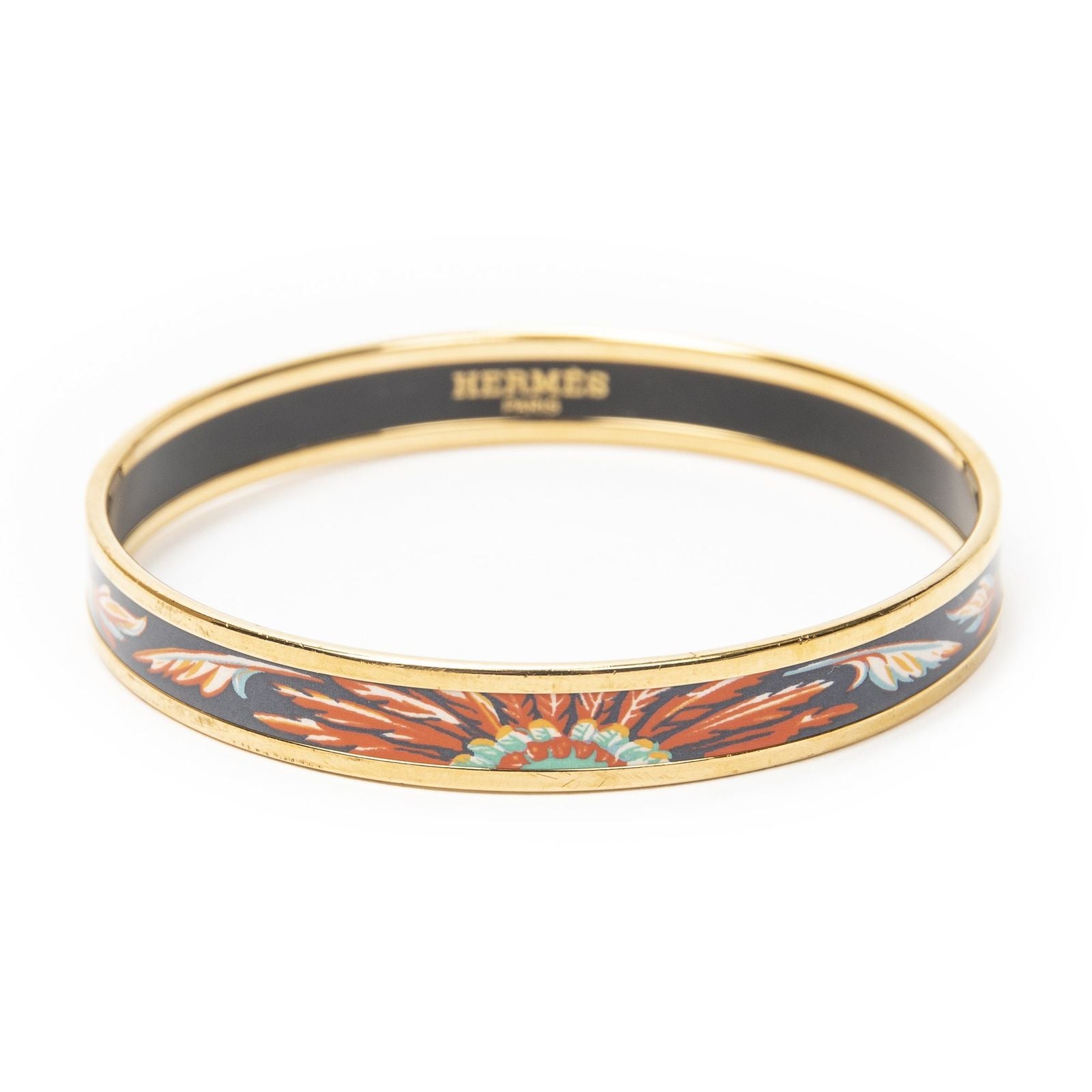 Hermes Enamel Bangle Gray Plating Bracelet — view 2