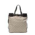 Gucci Vertical Buckle Tote Beige Brown GG Canvas