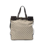 Gucci Vertical Buckle Tote Beige Brown GG Canvas