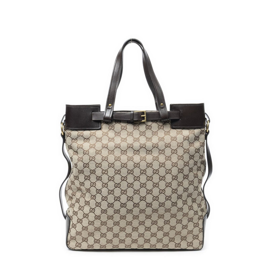 Gucci Vertical Buckle Tote Beige Brown GG Canvas — view 5