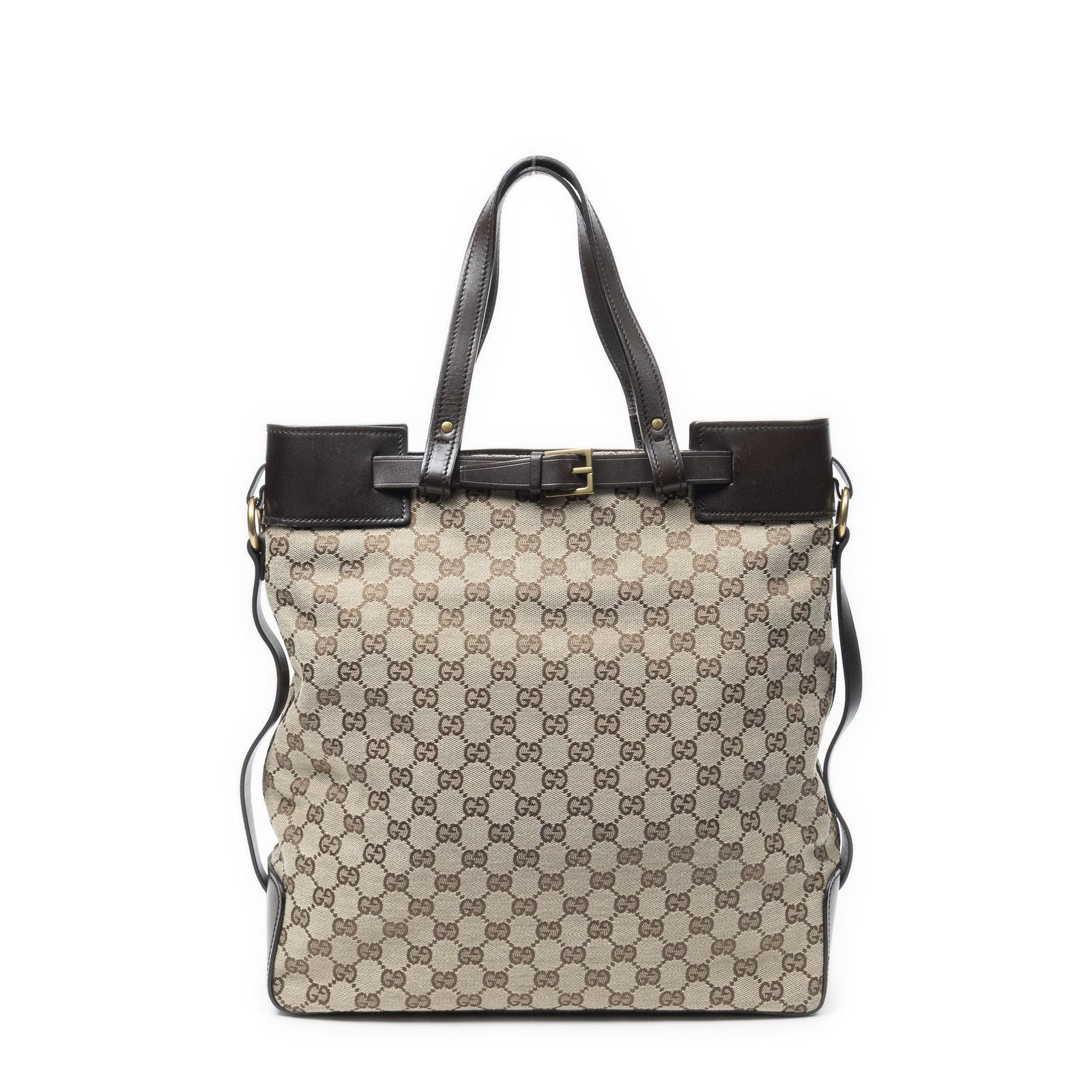 Gucci Vertical Buckle Tote Beige Brown GG Canvas — view 5