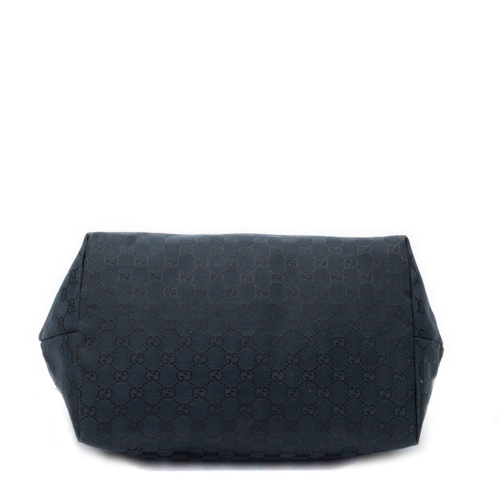 Gucci Side Drawstring Shopping Tote Black GG Canvas — view 6