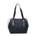 Gucci Side Drawstring Shopping Tote Black GG Canvas