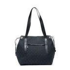 Gucci Side Drawstring Shopping Tote Black GG Canvas